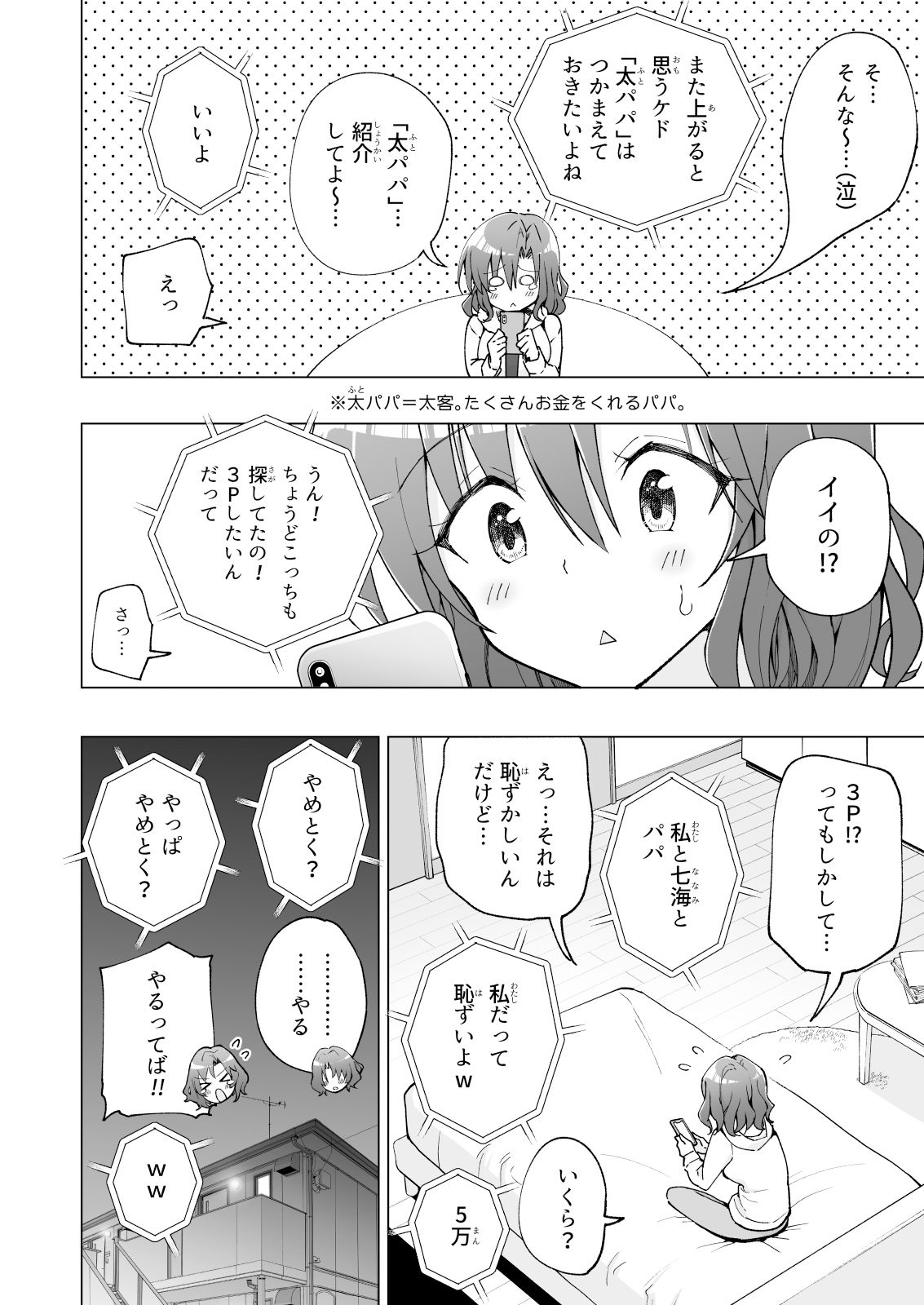 パパ活-9 【エロ漫画援助】パパ活で女子〇生や女子〇生達と中出し、ハメ撮り、ハーレムセックス！